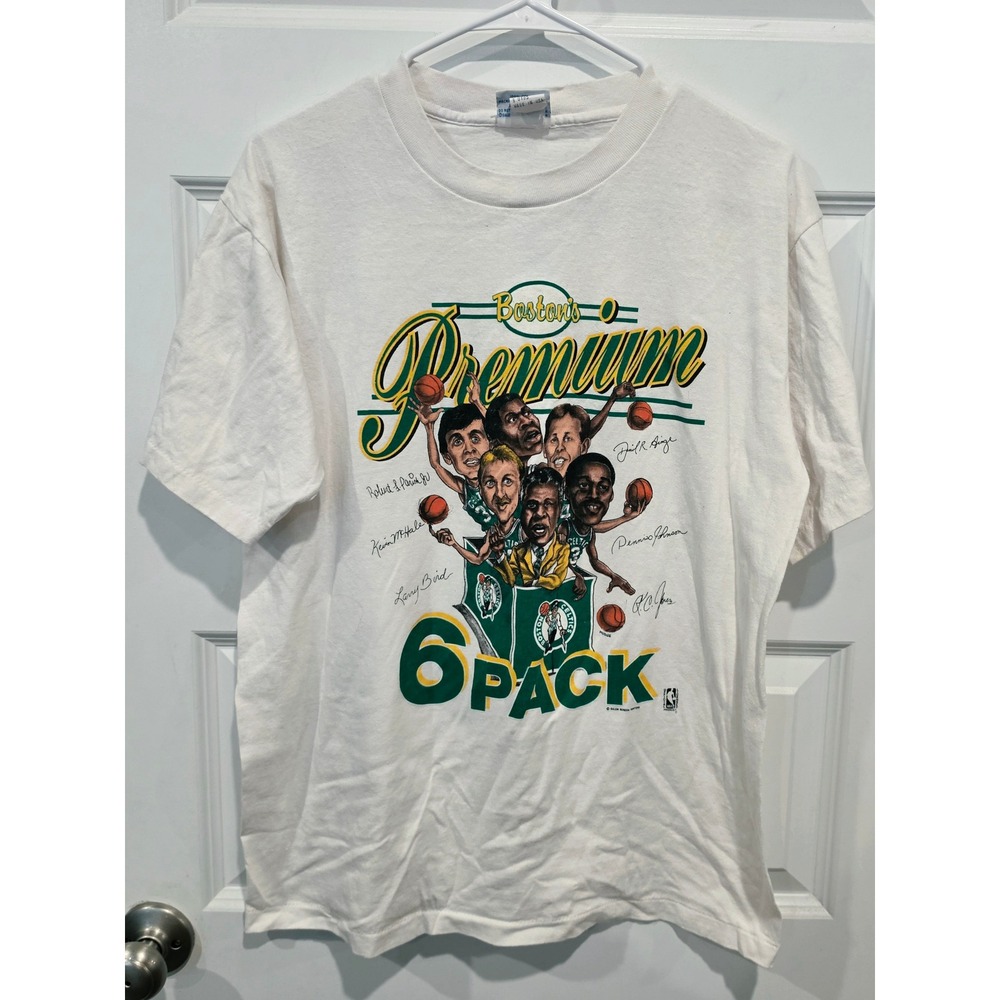 Salem Sportswear Boston Celtics T-Shirt Mens Large White Cotton Vintage 6 Pack
